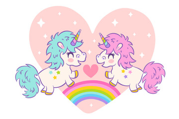 Vector card cute unicorns