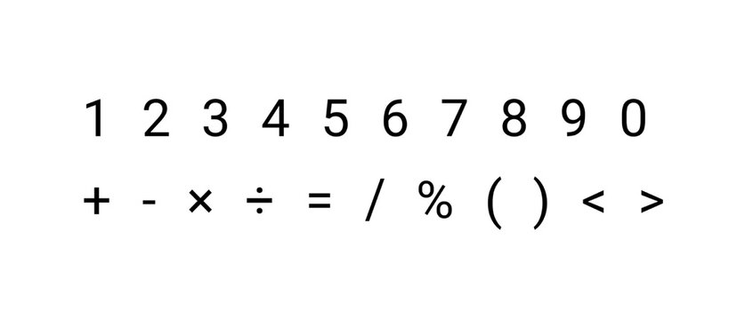 Set of numbers and mathematics symbols