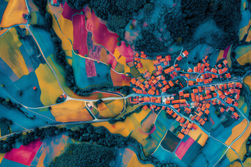 Small village in the mountains. GIS product made from laser LIDAR scan