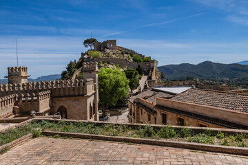 Fototapeta na wymiar Xativa Castle or Castillo de Xativa - ancient fortification on the ancient roadway Via Augusta in Spain. Xativa, Spain, Europe.