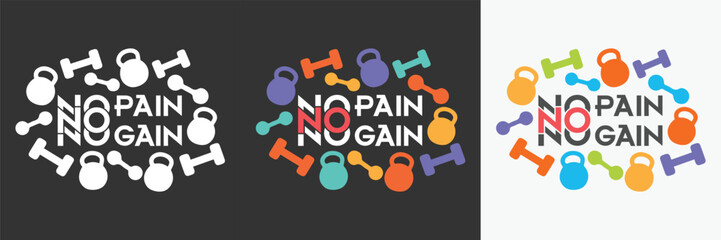 No Pain No Gain Gym Tshirt Design 