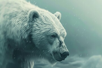 Polar bear in a snowstorm, a powerful representation of wildlife enduring the harsh conditions of the Arctic.

