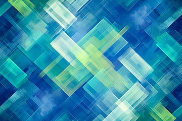background with a pattern of overlapping diamonds in shades of green and blue