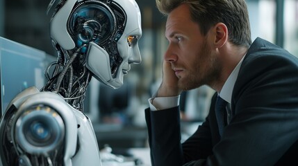 Futuristic battle between The Humans Vs Machines - Generative AI.