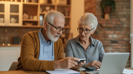 elderly couple looking at a medical bill with a calculator and glasses on the table, capturing their concern and the impact of healthcare costs on retirement