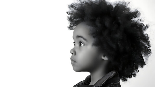 black and white side-profile portrait photography of a young boy, high contrast