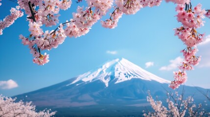 cherry blossoms with beautiful mountain views