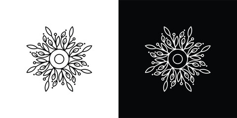 Luxury flower leaf design concept, Templet flower logo. dude logo on white and black background - obrazy, fototapety, plakaty