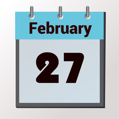 vector calendar page with date February 27, light colors