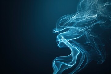 smoke on black background, The smooth, fluid motion of smoke captured in a calm, serene swirl against a cool-toned background, evoking a sense of light and airy tranquility..