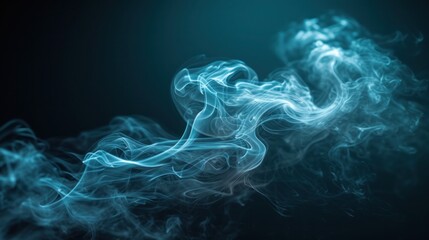smoke on black background, banner,  Delicate trails of smoke twirl and curl in a soft dance, their transparency and lightness creating a peaceful, abstract art piece.. - obrazy, fototapety, plakaty