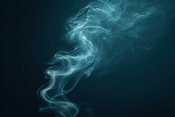 Obraz premium The abstract swirls of smoke move with an airy elegance, the translucent trails suggesting a mysterious and peaceful movement, blue smoke on black