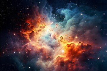 Fototapeta premium Stunning Image of a Colorful Nebula in Space