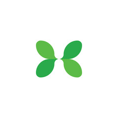green leaves logo letter h vector design element