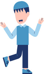 Character Of Happy Muslim Boy