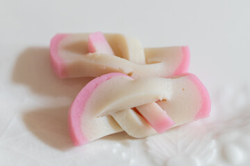 Decoratively cut kamaboko (Fish cake) for new year's day