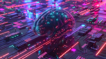 Holographic Voxel Brain Integration on Circuit Board - Afrofuturism Inspired Translucent Geometries...