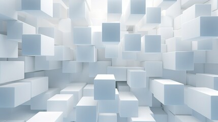 Abstract white grey colour 3d cube background with minimalist geometric shapes and high quality design, banner
