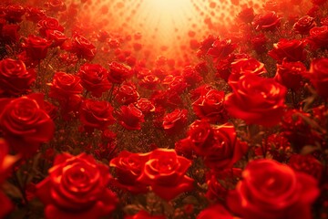 10,000 Vibrant Red Roses Blooming in Breeze - Spectacular Plane Symmetry Display at 16K Ultra HD Resolution