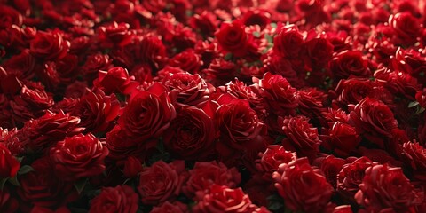 Wind-Swept Blooms: 10,000 Bright Red Roses in Plane Symmetry - Ultra High-Resolution 16K Image Detail