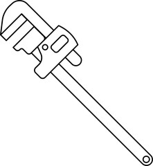 Pipe Wrench Outline Vector Illustration