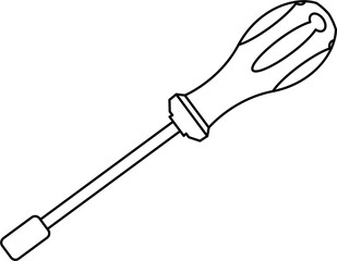 Nut Driver Outline Vector Illustration
