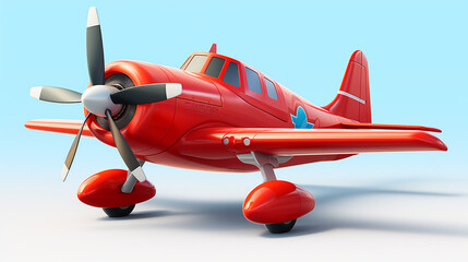 3d cartoon plane red color design element