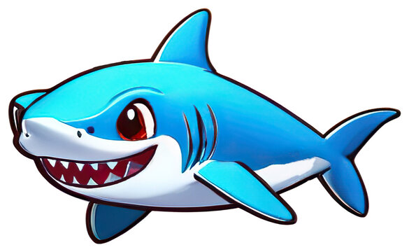 cute blue shark cartoon illustration