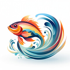 Obraz premium fish in the water logo concept