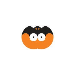 pumpkin and bat funny halloween logo clipart