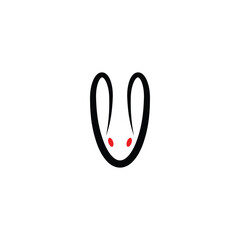 red eyes rabbit logo bunny icon vector design - obrazy, fototapety, plakaty