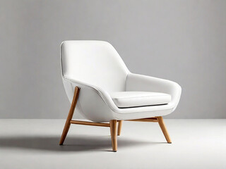 White leather armchair isolated on white background. 3d render. Created using generative AI tools