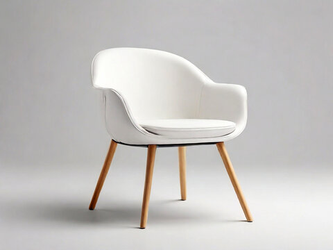 Modern white leather chair isolated on grey background. 3d render. Created using generative AI tools
