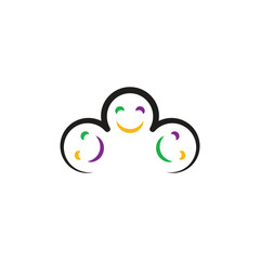 smiling kids faces kindergarten logo vector icon