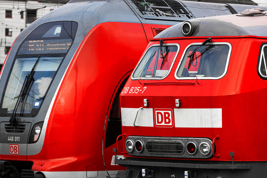 frankfurt, hesse, germany - 06 01 2024: german passenger trains of the deutsche bahn