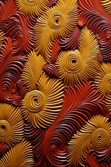 Captivating 3d abstract canvas painting with dynamic red and opulent gold hues as background art, vertical