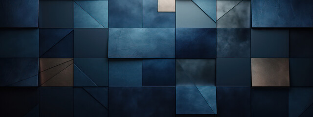 Abstract Geometric Metal Grid: Minimalist Dark Blue"