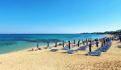 Fototapeta na wymiar Beautiful sandy beach, Protaras Cyprus