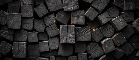 Stickers pour porte Texture du bois de chauffage Stunning Black Wood: A Ravishing Display of Blackness and the Beauty of Wood in One Captivating Image
