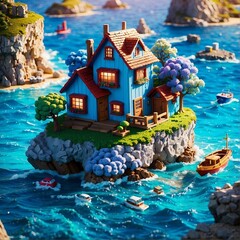 a house on a small island