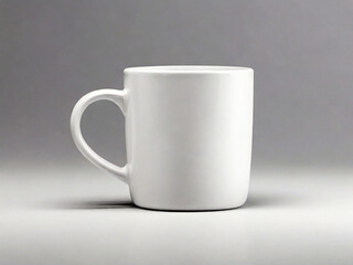 Obraz premium White mug on a gray background. Close-up. Studio photography. Created using generative AI tools