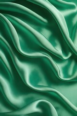 Green abstract silk fabric texture for background. Colorful matte background with space for design. Tinted canvas fabric. Silk satin fabric.