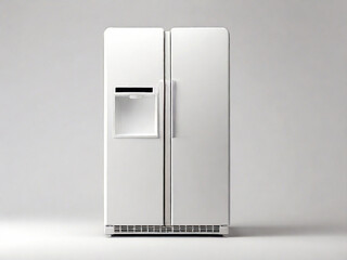 Modern white refrigerator on a gray background. 3d render illustration. Created using generative AI tools