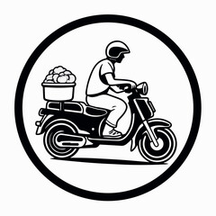 Food delivery in cartoon, doodle style. Image for t shirt. Isolated 2d vector illustration in logo, icon, sketch style, Eps 10. AI Generative