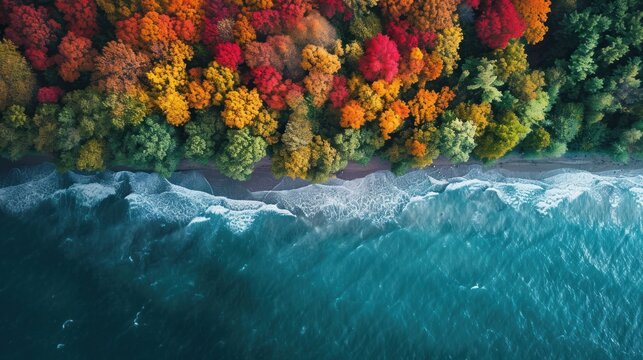 Amazing arial view of  vibrant color landscape.