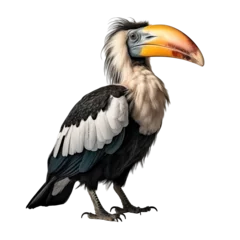 Poster Font view of a hornbill bird full body isolated on white, transparent background © The Stock Guy