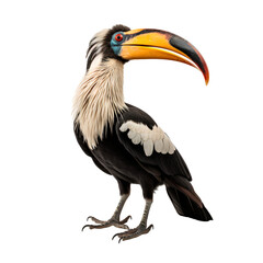 Obraz premium Font view of a hornbill bird full body isolated on white, transparent background