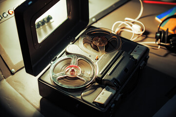 Old vintage reel to reel tape recorder