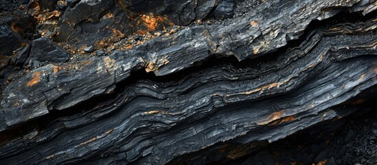 Stunning Bituminous Coal Background: Mesmerizing Layers of Bituminous Coal Merging Beautifully with the Background - obrazy, fototapety, plakaty