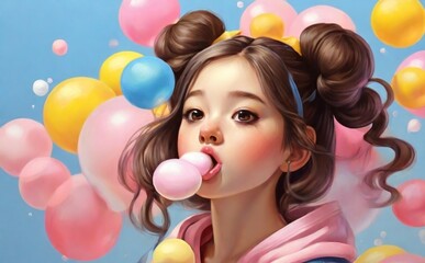 girl with bubblegum